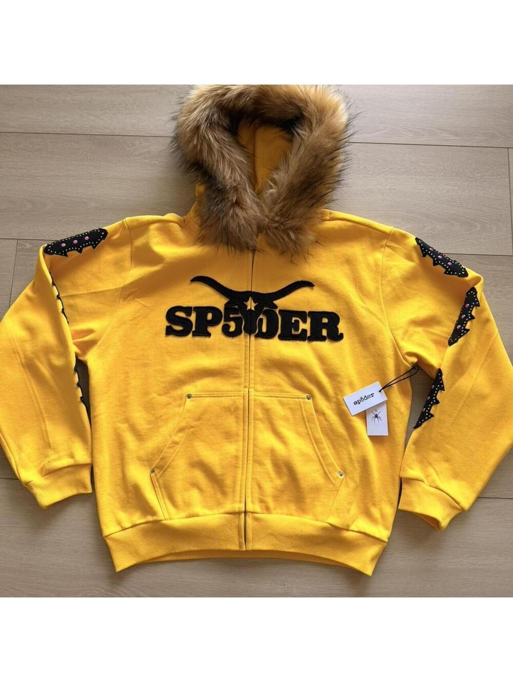 Spider Worldwide Men's Yellow and Multi Hoody